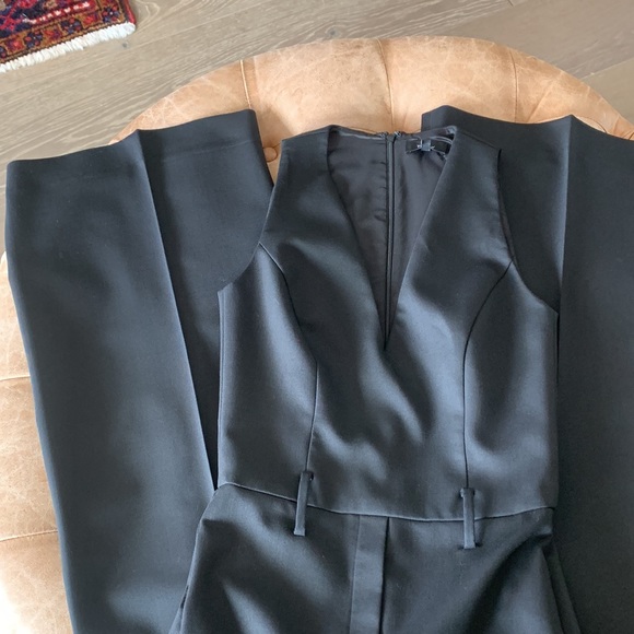 Theory Belted Jumpsuit Tux Wool Sleeveless Size 2 Black - Picture 12 of 14